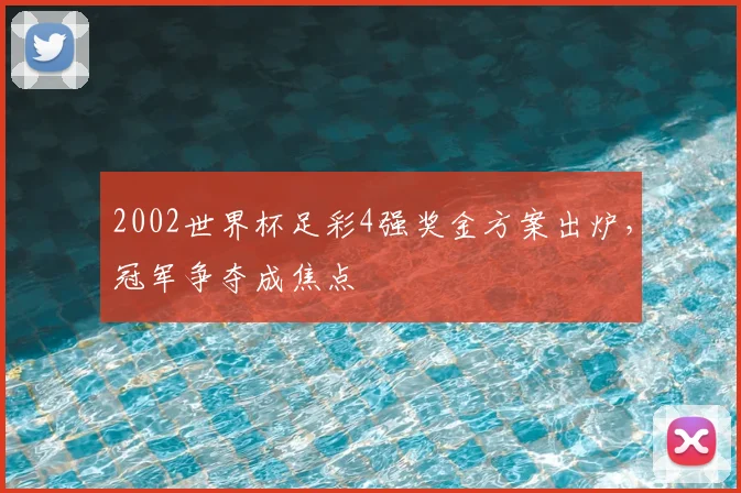 2002世界杯足彩4强奖金方案出炉,冠军争夺成焦点